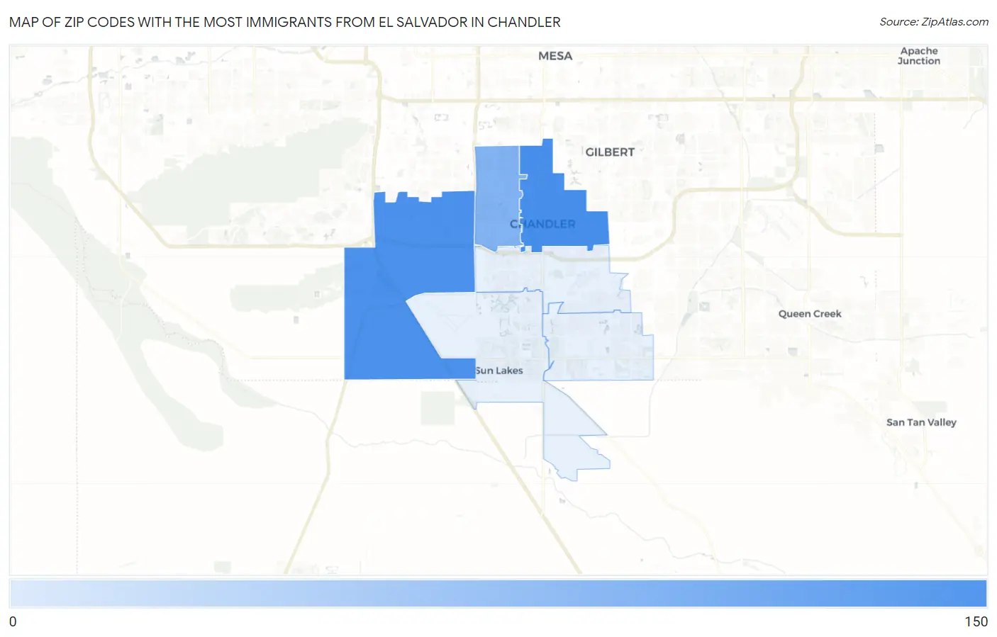 Zip Codes with the Most Immigrants from El Salvador in Chandler Map