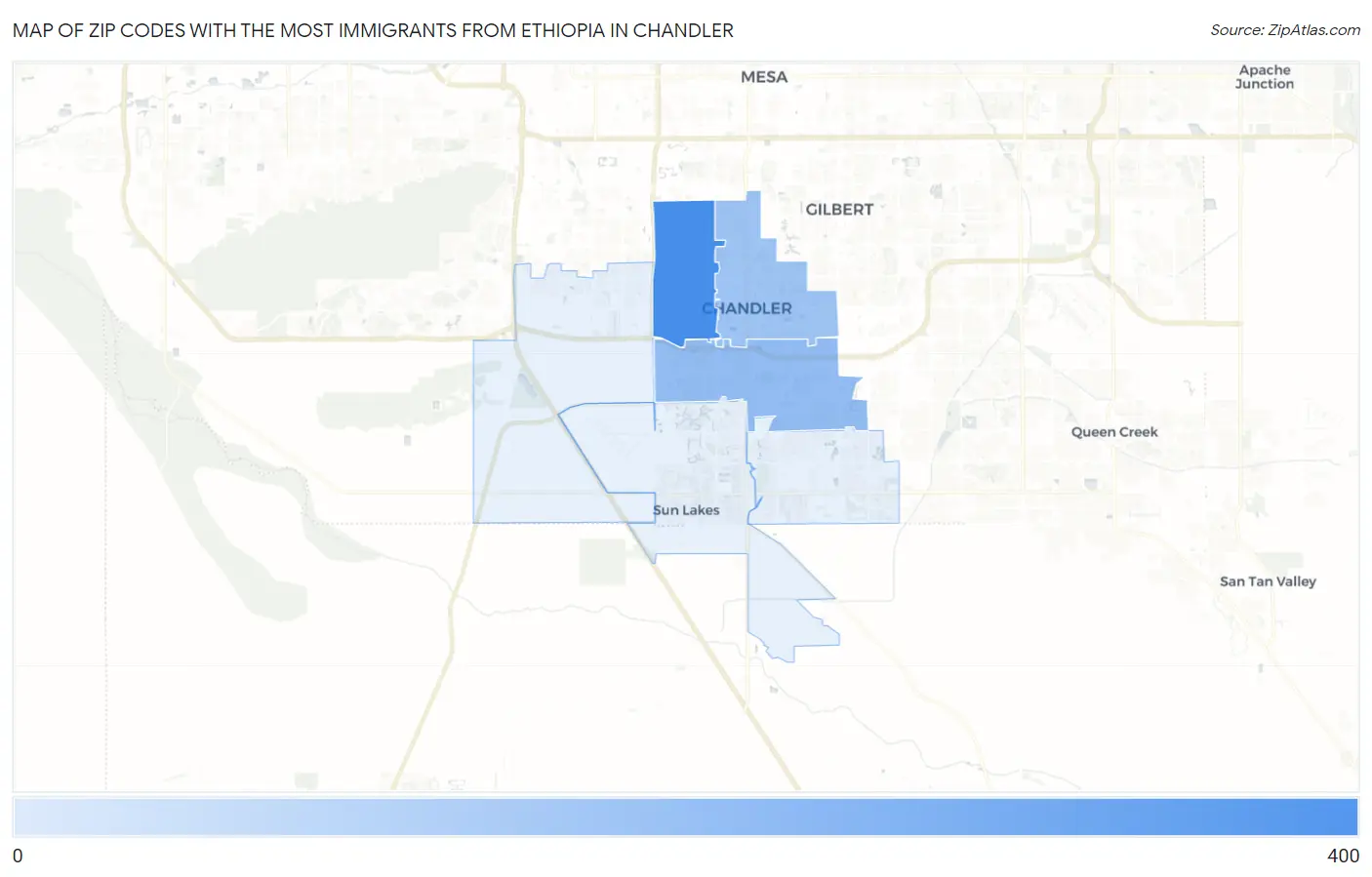 Zip Codes with the Most Immigrants from Ethiopia in Chandler Map