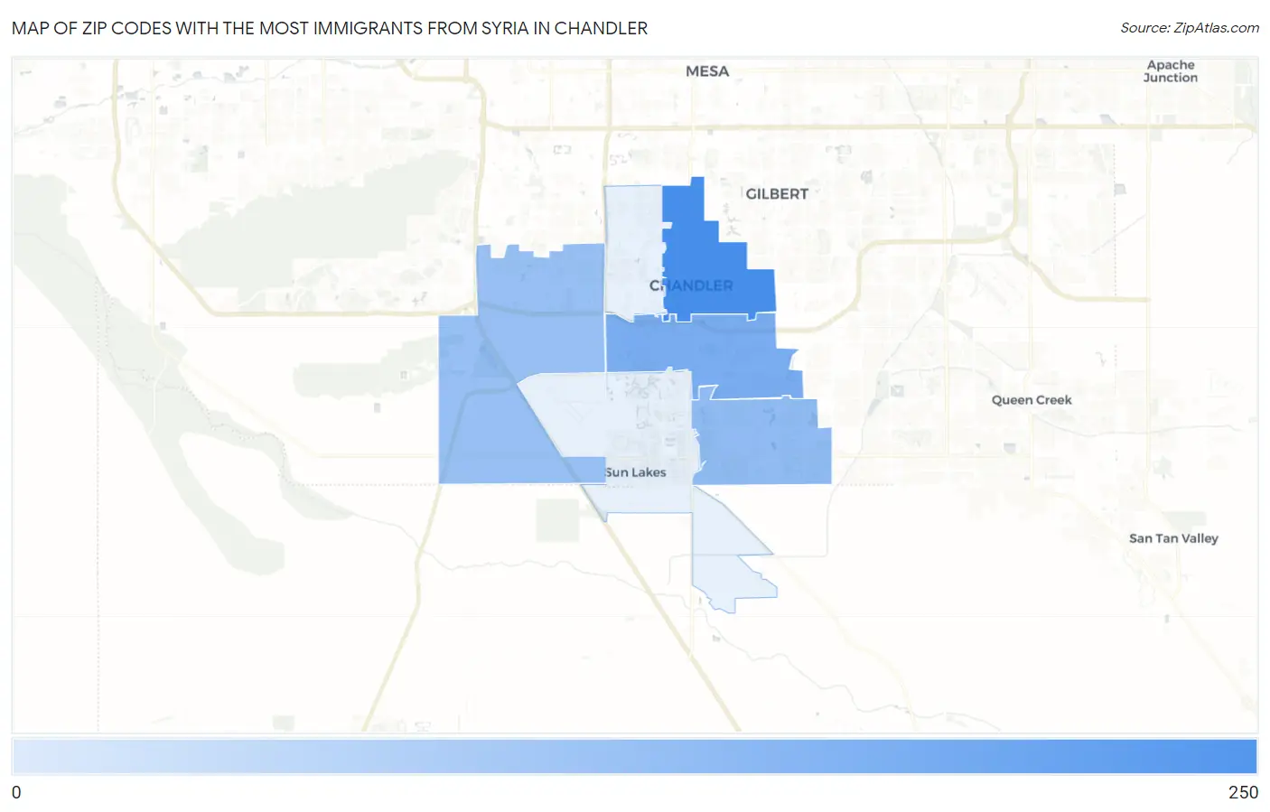 Zip Codes with the Most Immigrants from Syria in Chandler Map