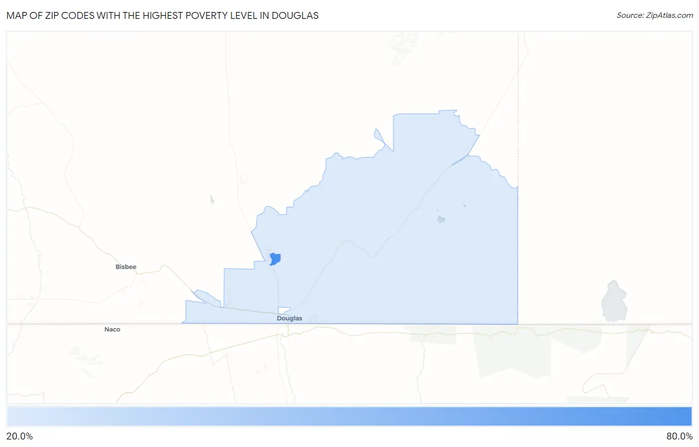 Zip Codes with the Highest Poverty Level in Douglas Map