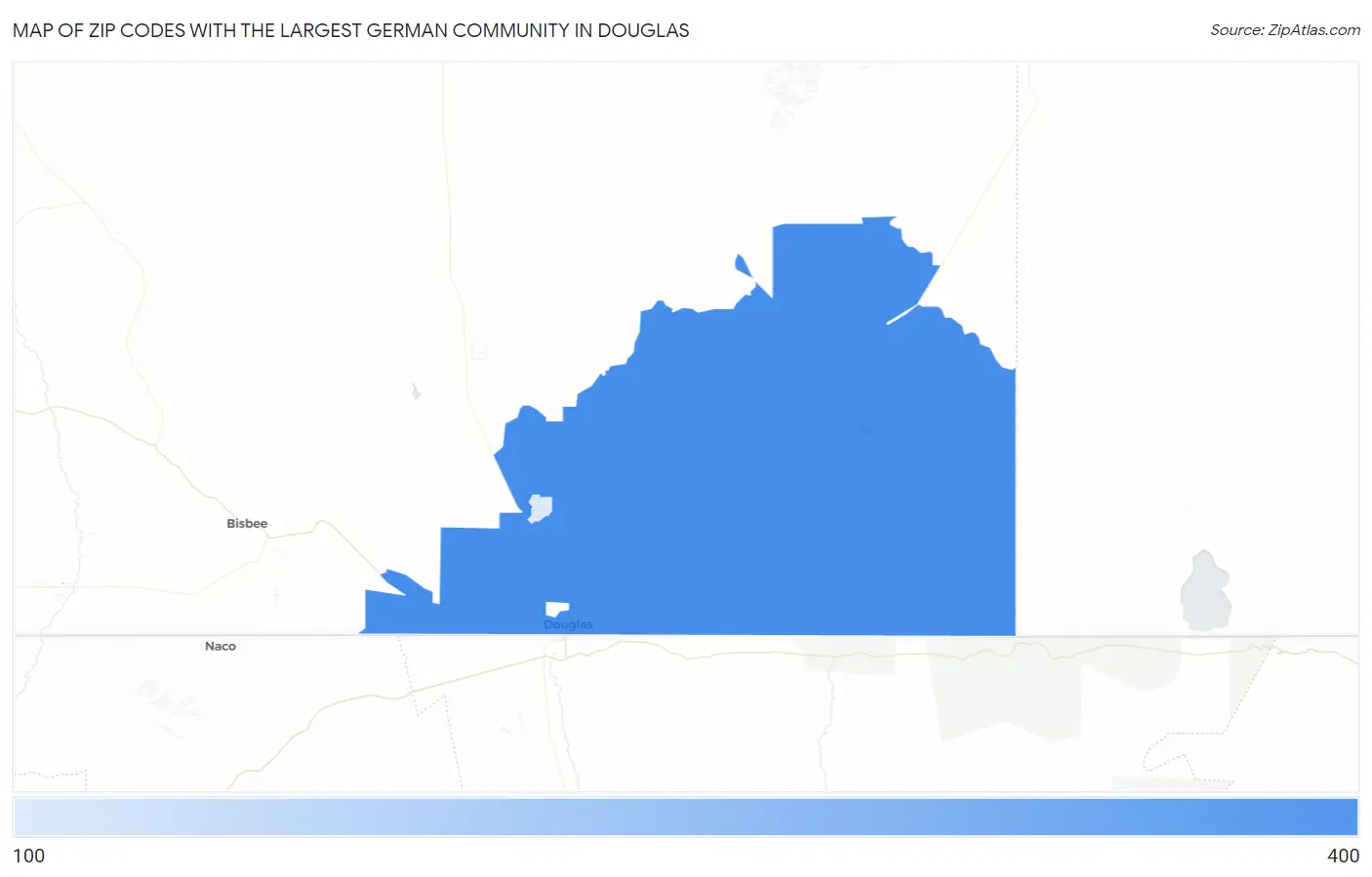 Zip Codes with the Largest German Community in Douglas Map