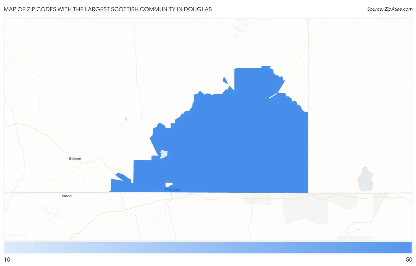 Zip Codes with the Largest Scottish Community in Douglas Map