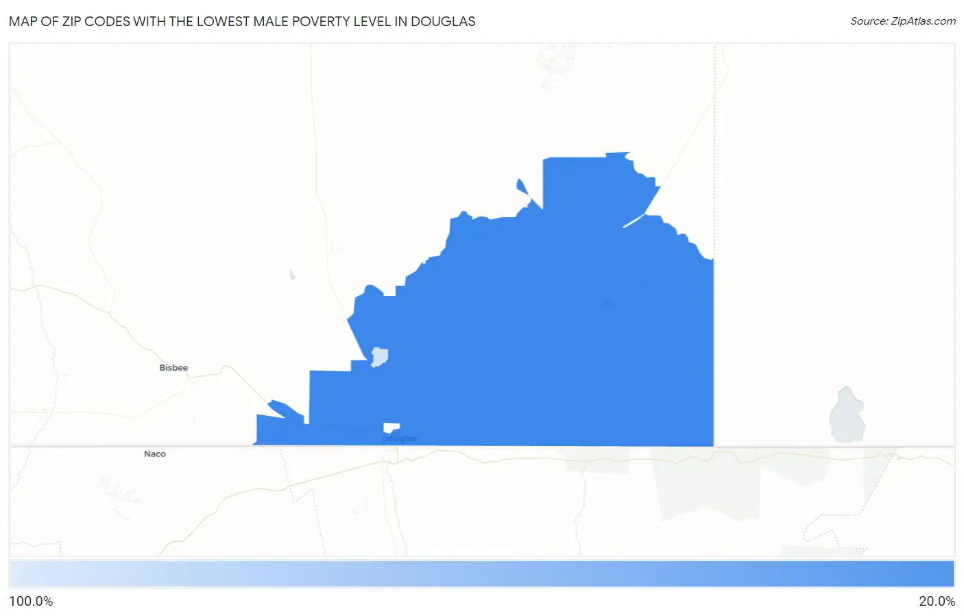 Zip Codes with the Lowest Male Poverty Level in Douglas Map