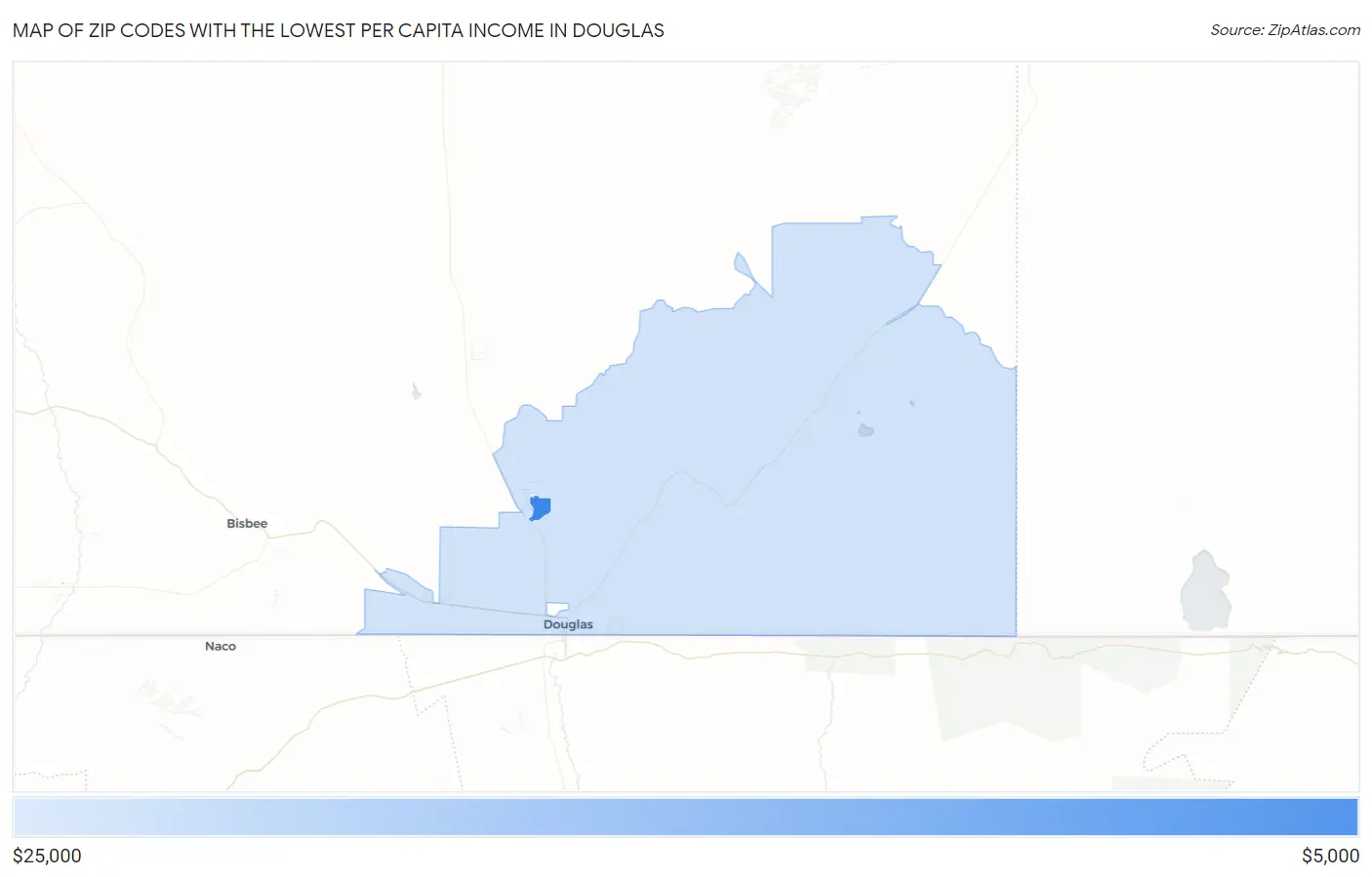 Zip Codes with the Lowest Per Capita Income in Douglas Map
