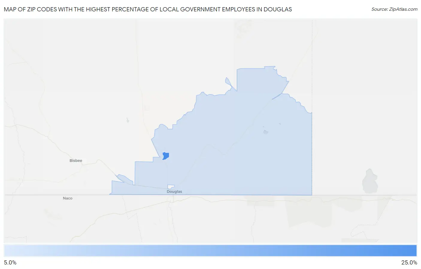 Zip Codes with the Highest Percentage of Local Government Employees in Douglas Map
