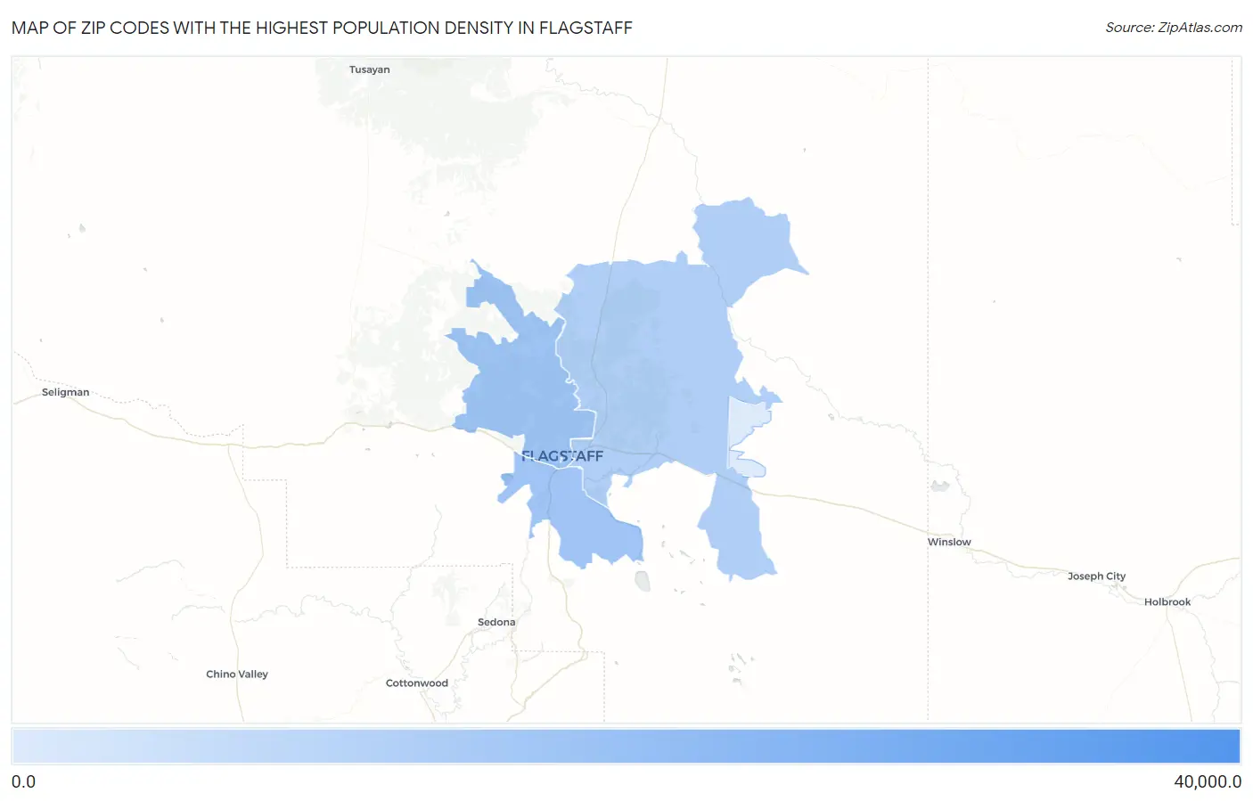 Zip Codes with the Highest Population Density in Flagstaff Map