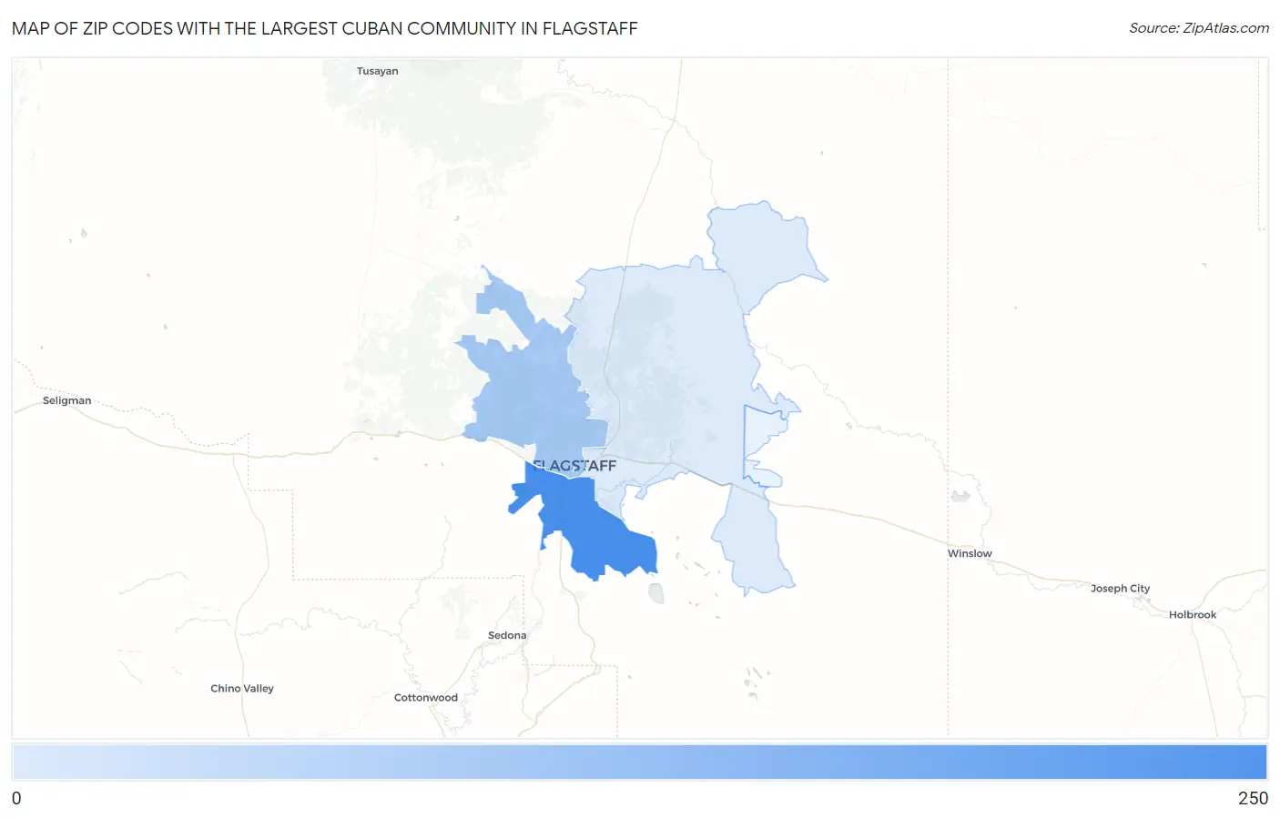 Zip Codes with the Largest Cuban Community in Flagstaff Map