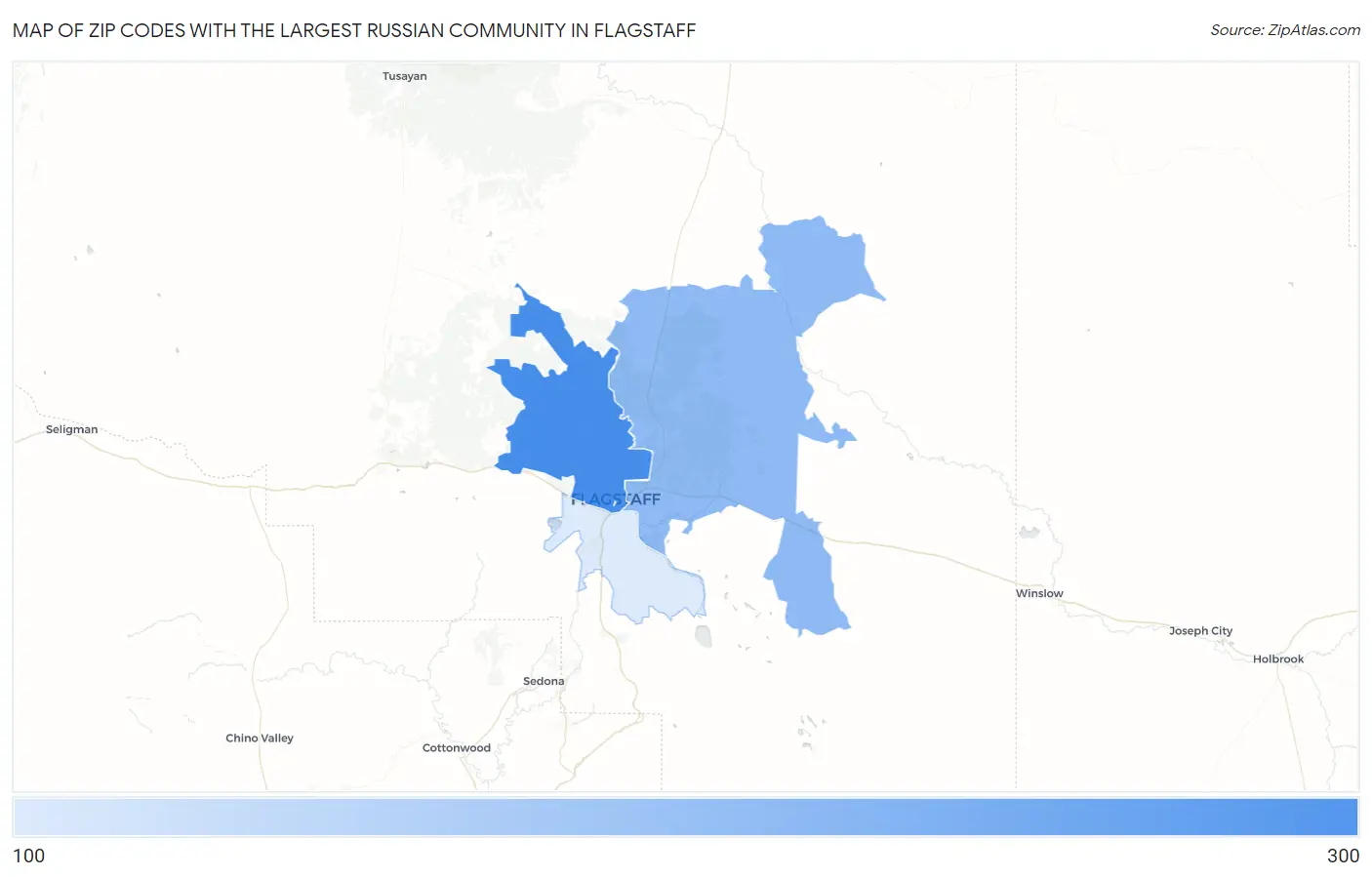 Zip Codes with the Largest Russian Community in Flagstaff Map