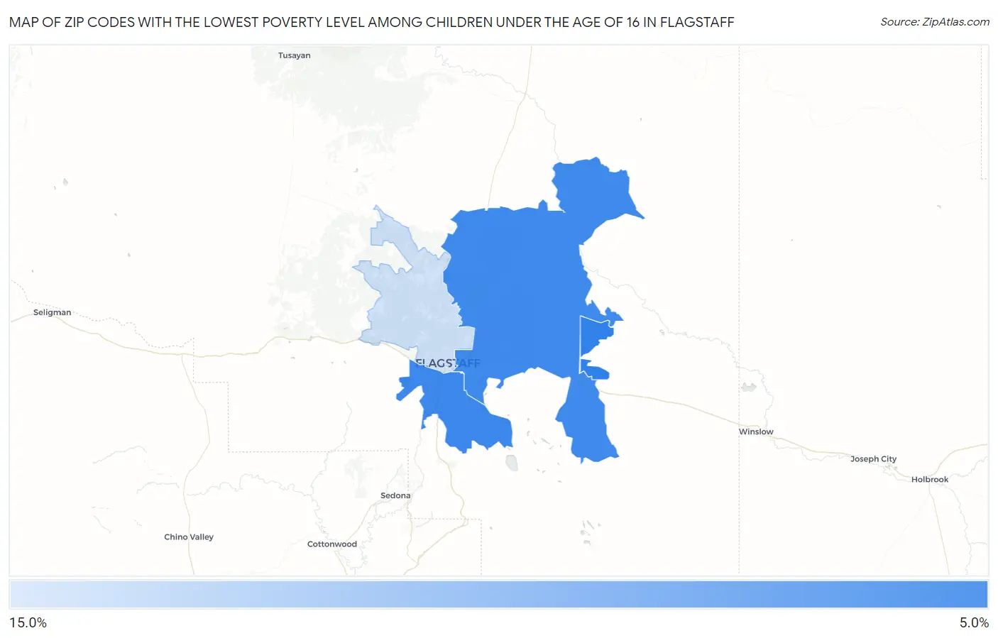 Zip Codes with the Lowest Poverty Level Among Children Under the Age of 16 in Flagstaff Map
