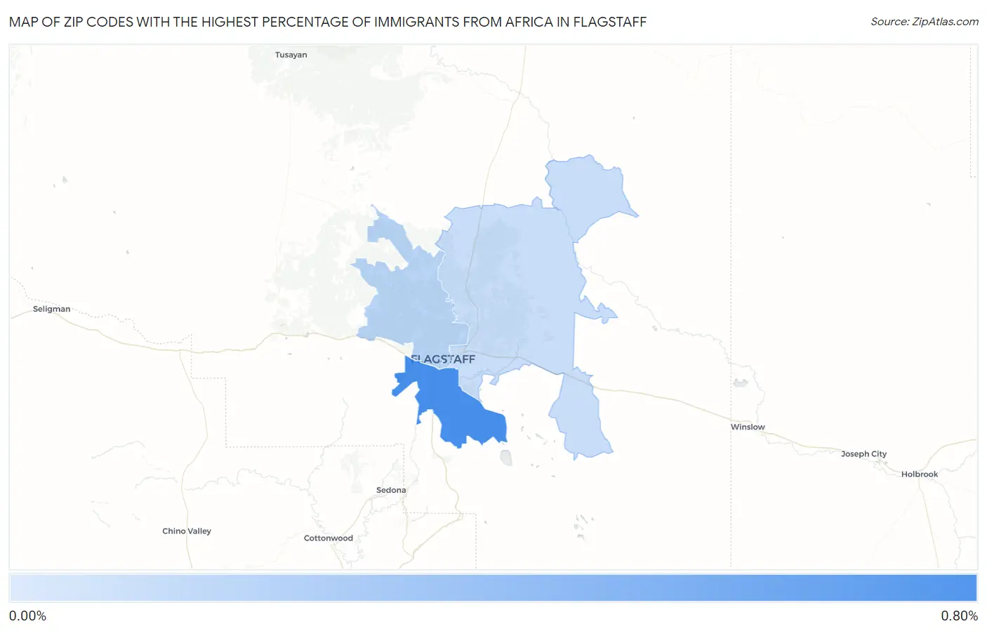 Zip Codes with the Highest Percentage of Immigrants from Africa in Flagstaff Map