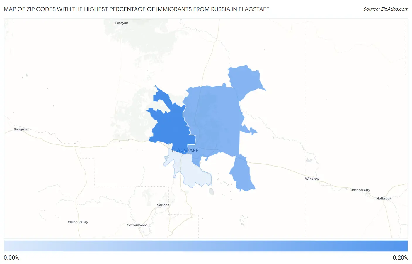 Zip Codes with the Highest Percentage of Immigrants from Russia in Flagstaff Map
