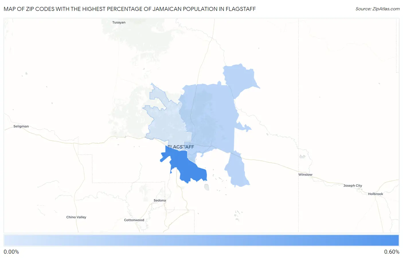 Zip Codes with the Highest Percentage of Jamaican Population in Flagstaff Map