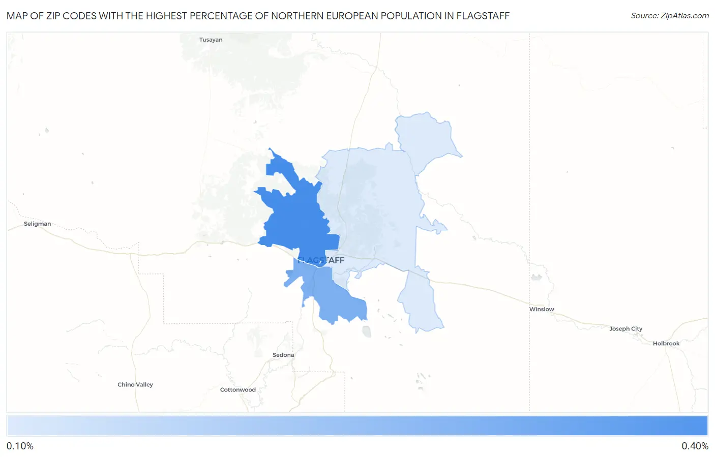 Zip Codes with the Highest Percentage of Northern European Population in Flagstaff Map