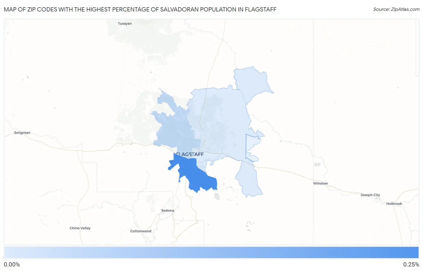 Zip Codes with the Highest Percentage of Salvadoran Population in Flagstaff Map