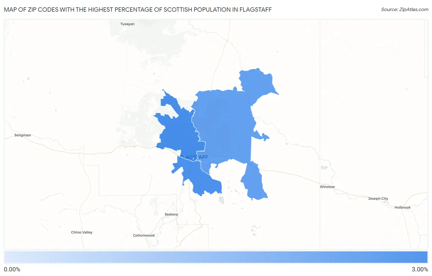Zip Codes with the Highest Percentage of Scottish Population in Flagstaff Map