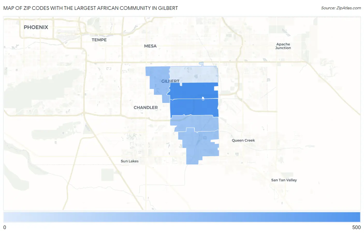 Zip Codes with the Largest African Community in Gilbert Map