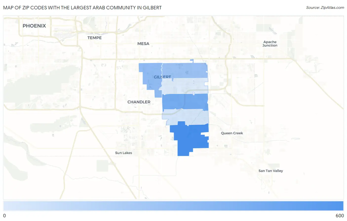 Zip Codes with the Largest Arab Community in Gilbert Map