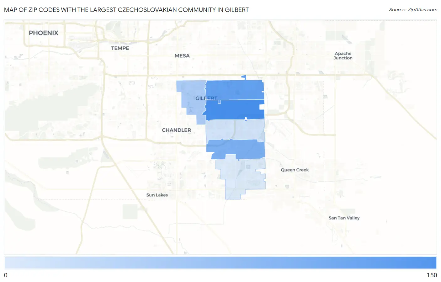 Zip Codes with the Largest Czechoslovakian Community in Gilbert Map