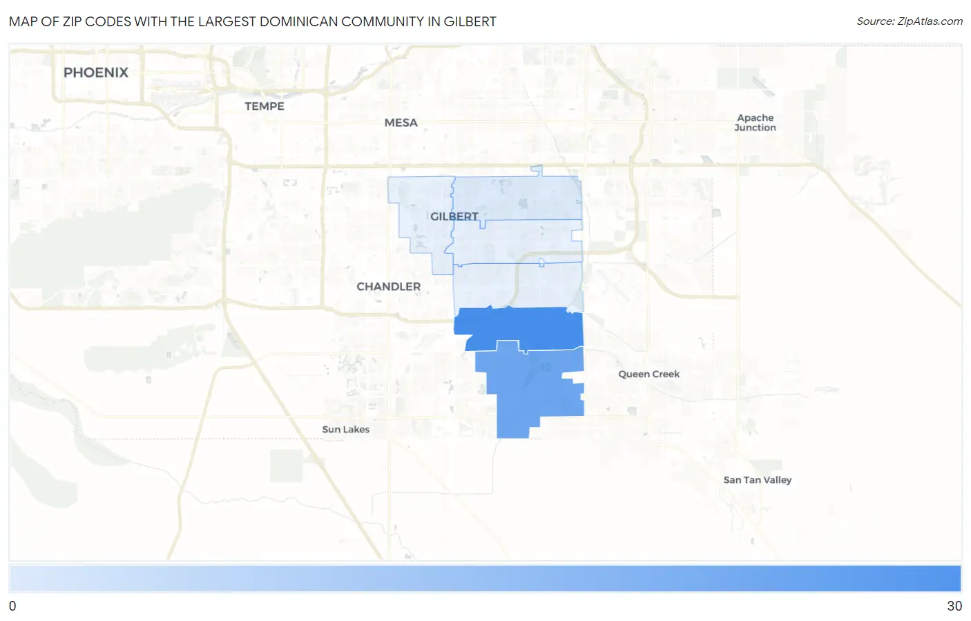 Zip Codes with the Largest Dominican Community in Gilbert Map
