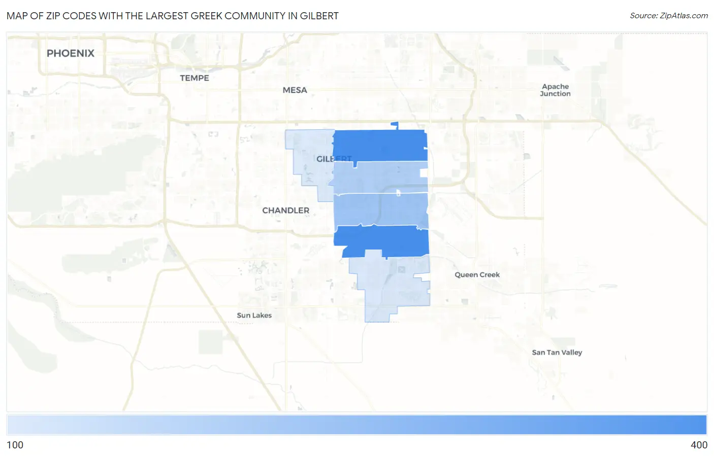 Zip Codes with the Largest Greek Community in Gilbert Map