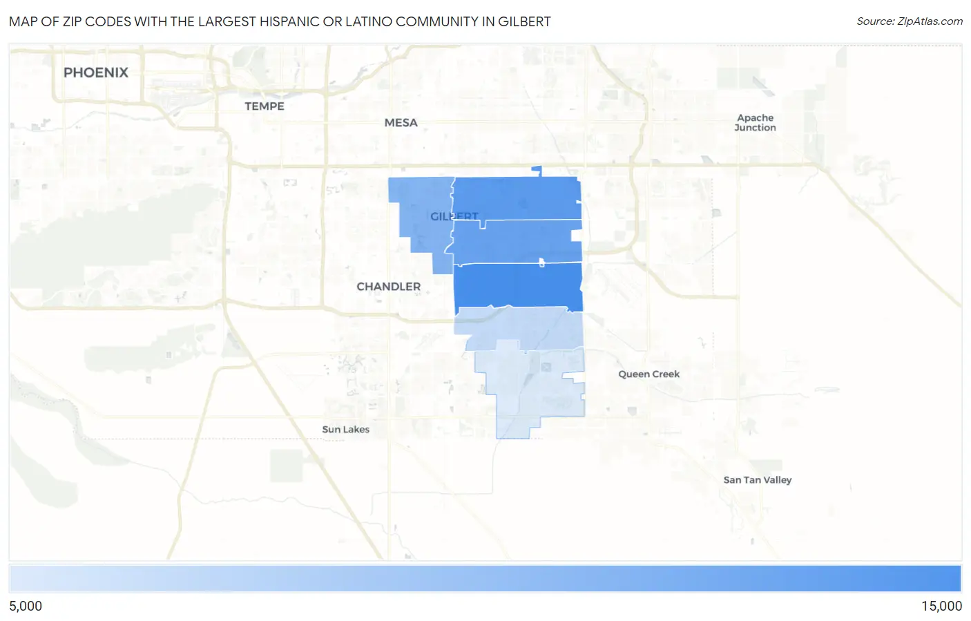 Zip Codes with the Largest Hispanic or Latino Community in Gilbert Map