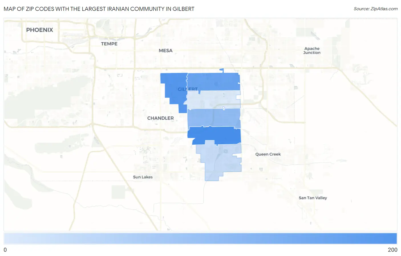 Zip Codes with the Largest Iranian Community in Gilbert Map