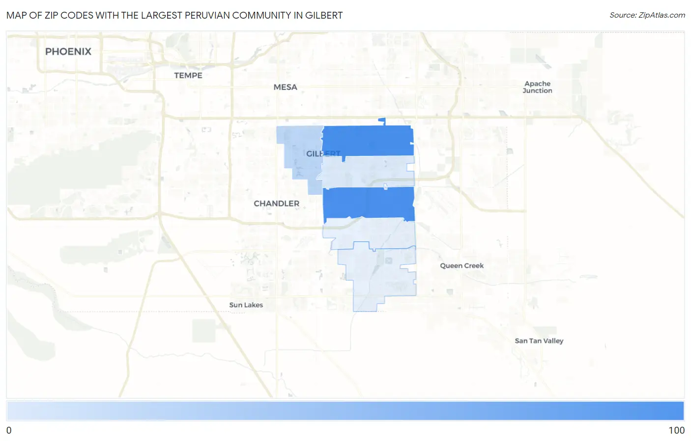 Zip Codes with the Largest Peruvian Community in Gilbert Map