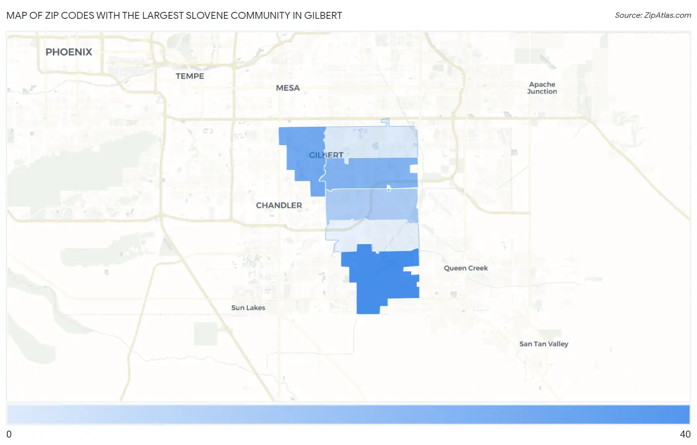 Zip Codes with the Largest Slovene Community in Gilbert Map