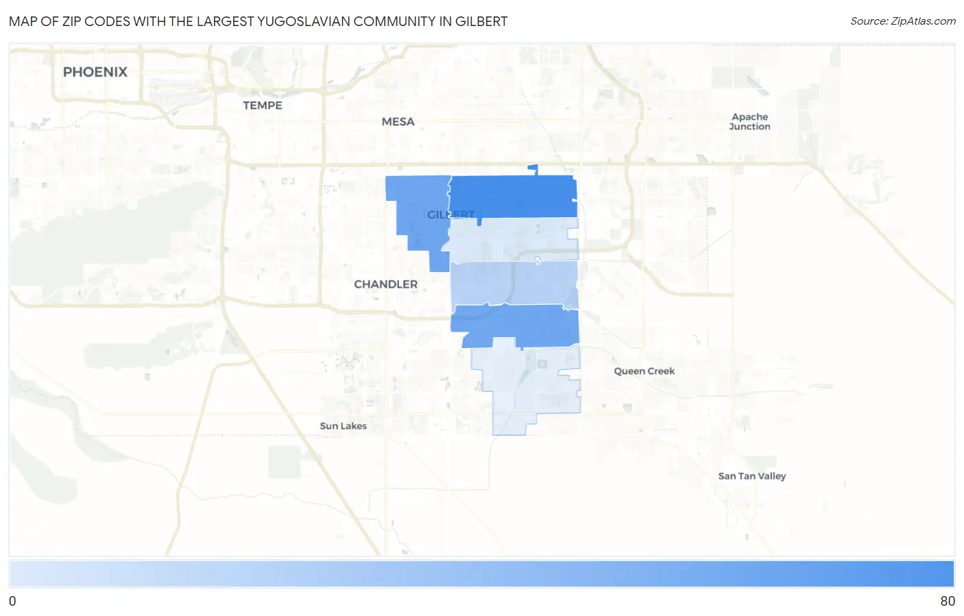 Zip Codes with the Largest Yugoslavian Community in Gilbert Map