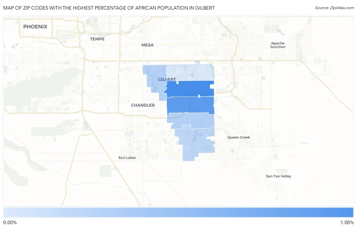 Zip Codes with the Highest Percentage of African Population in Gilbert Map