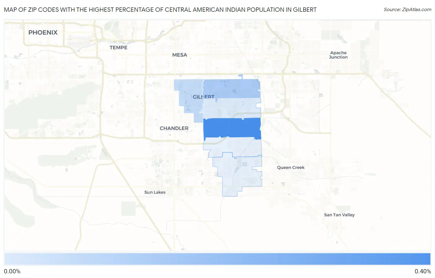 Zip Codes with the Highest Percentage of Central American Indian Population in Gilbert Map