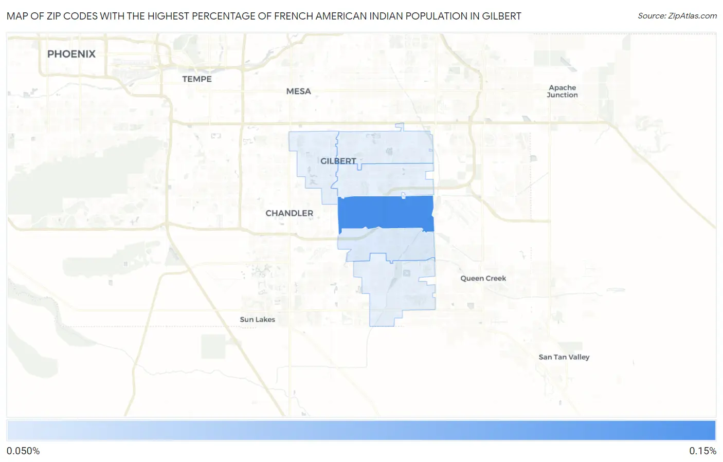 Zip Codes with the Highest Percentage of French American Indian Population in Gilbert Map