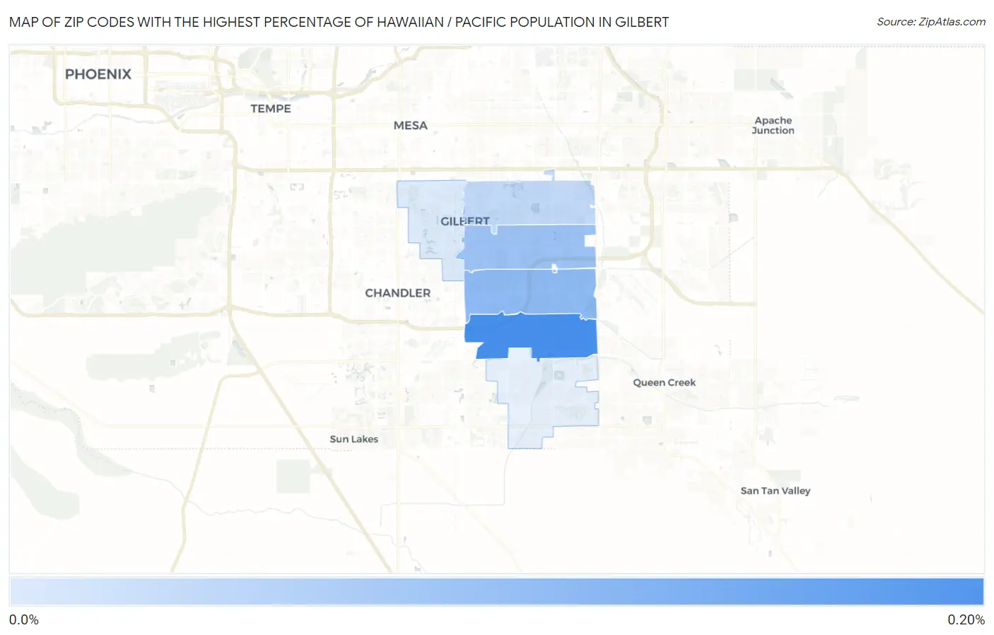 Zip Codes with the Highest Percentage of Hawaiian / Pacific Population in Gilbert Map