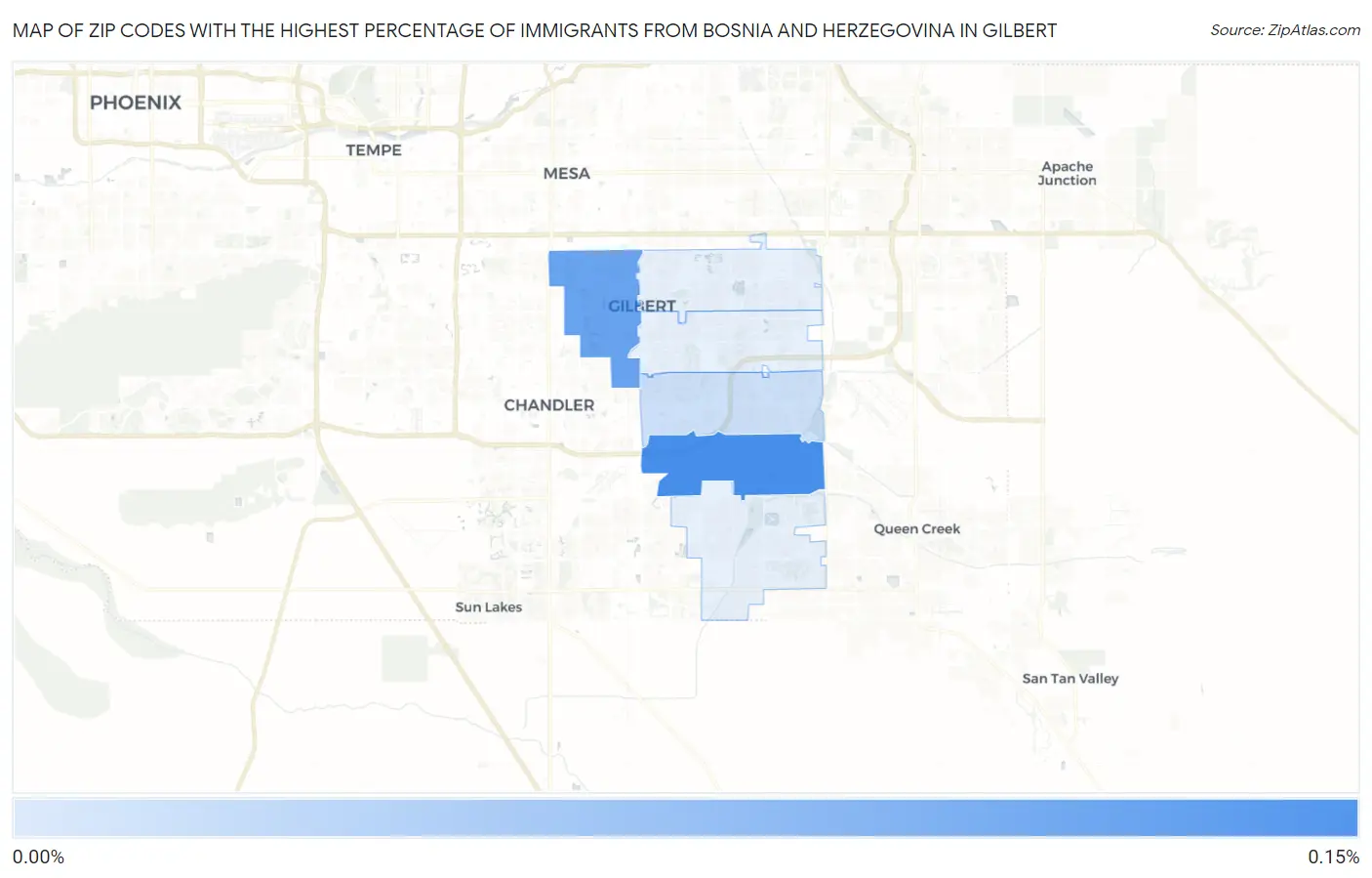 Zip Codes with the Highest Percentage of Immigrants from Bosnia and Herzegovina in Gilbert Map