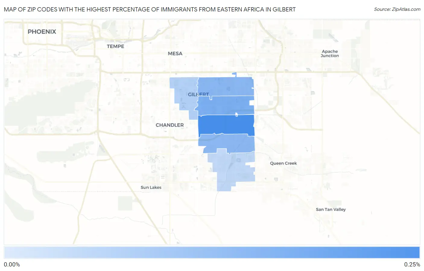 Zip Codes with the Highest Percentage of Immigrants from Eastern Africa in Gilbert Map