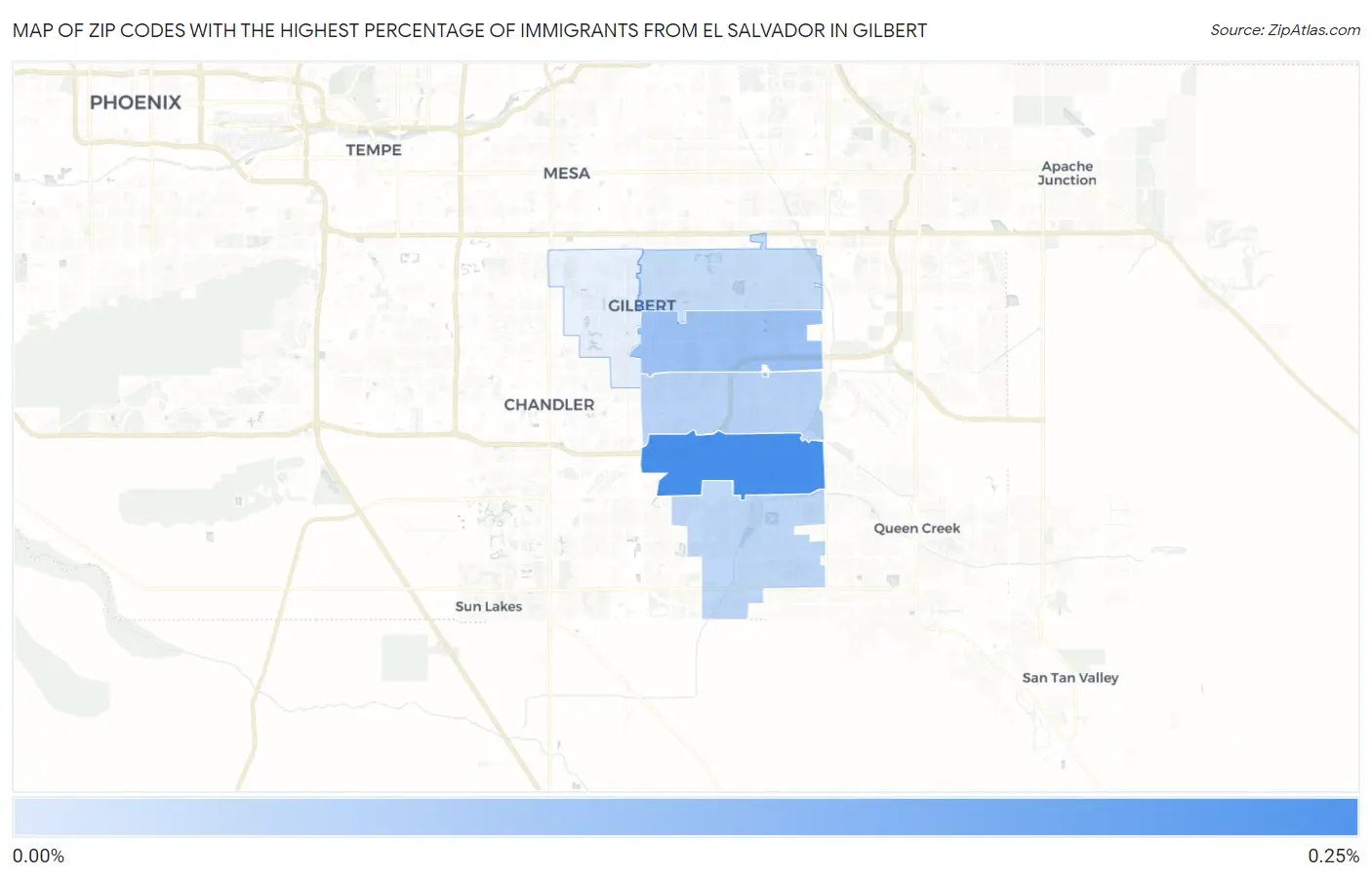 Zip Codes with the Highest Percentage of Immigrants from El Salvador in Gilbert Map