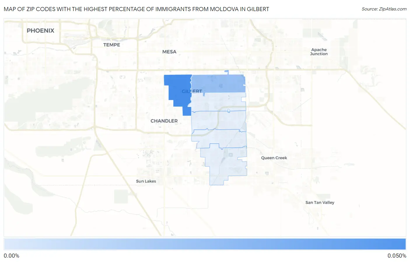 Zip Codes with the Highest Percentage of Immigrants from Moldova in Gilbert Map