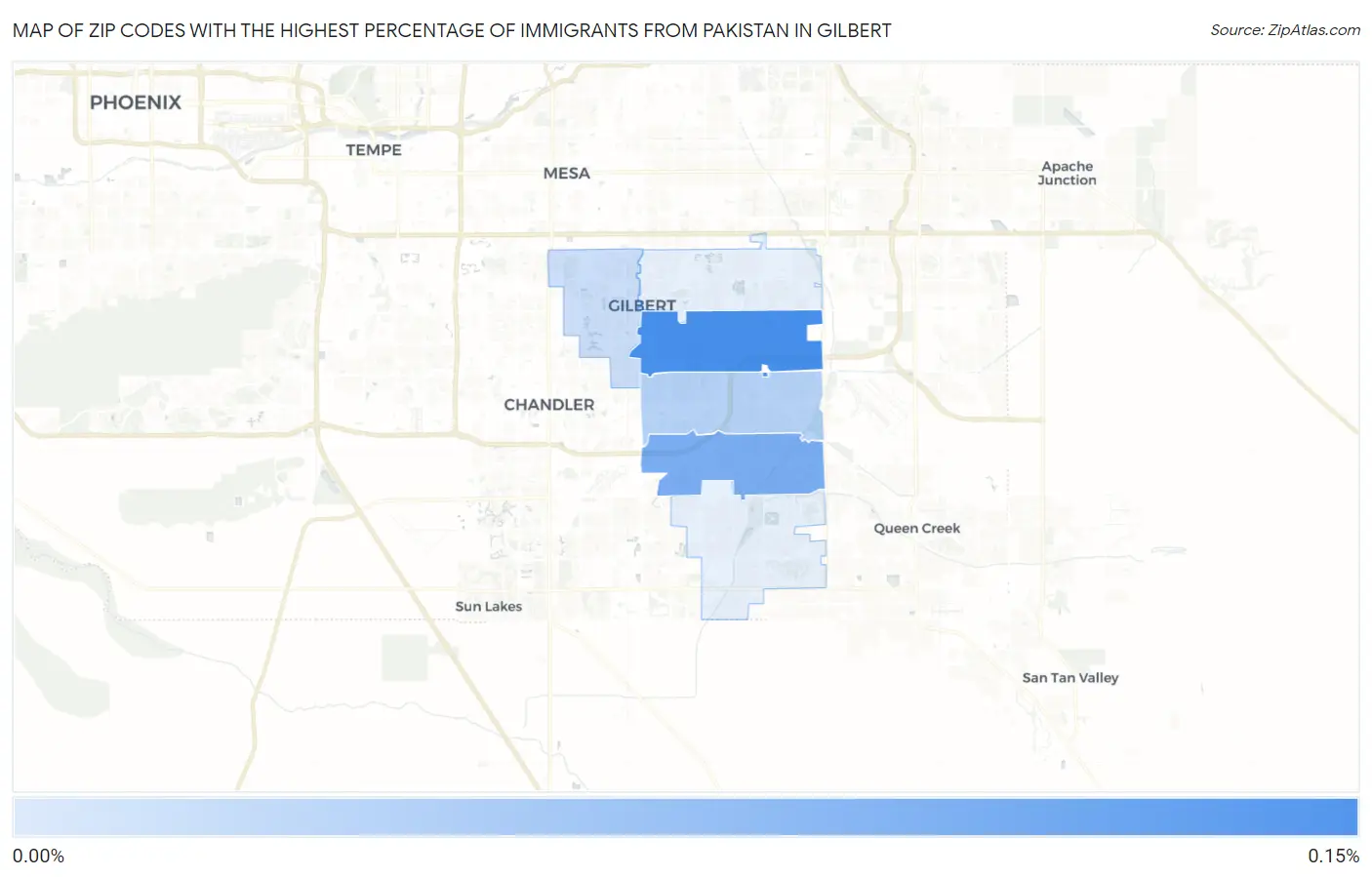Zip Codes with the Highest Percentage of Immigrants from Pakistan in Gilbert Map