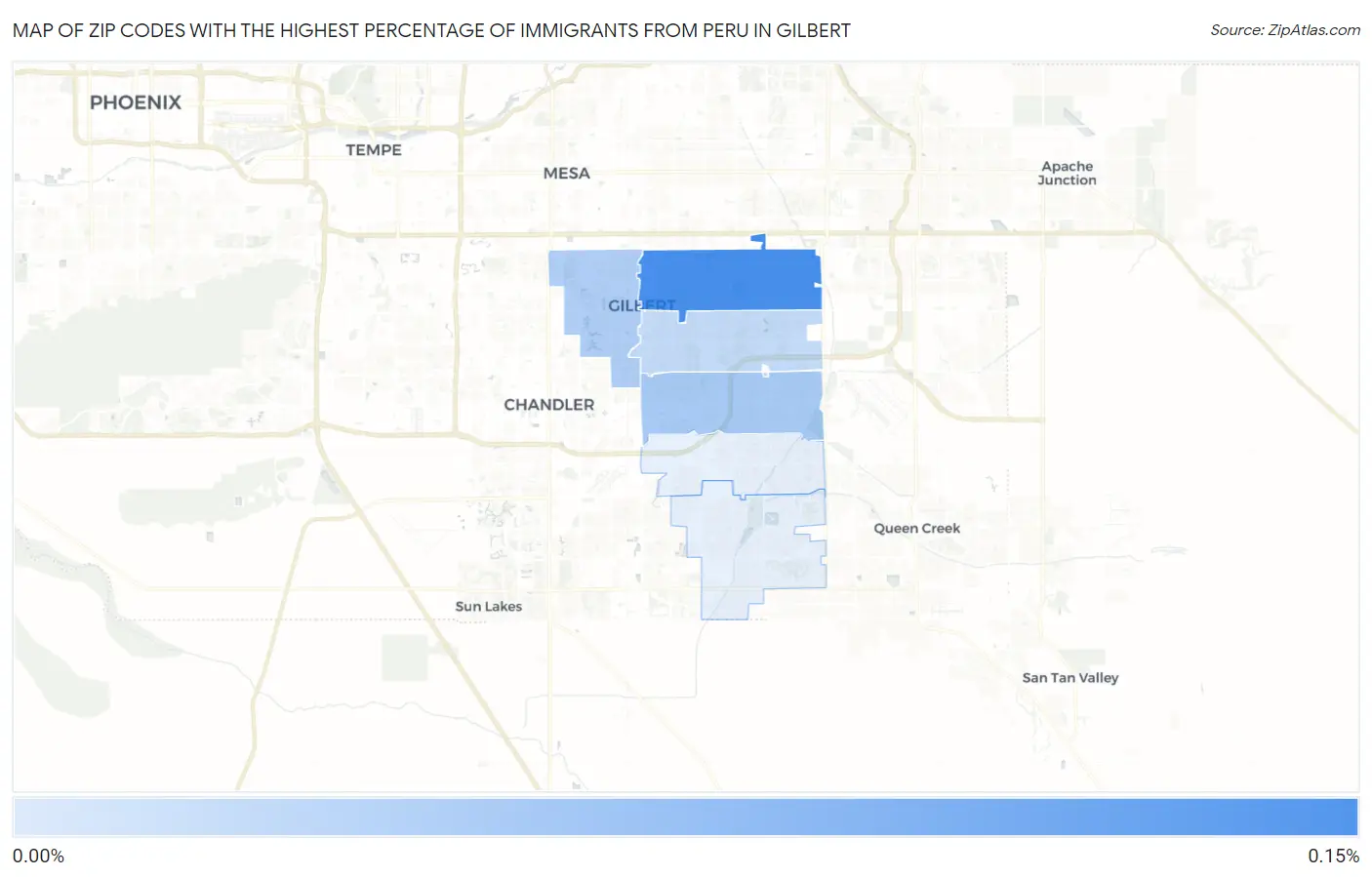 Zip Codes with the Highest Percentage of Immigrants from Peru in Gilbert Map