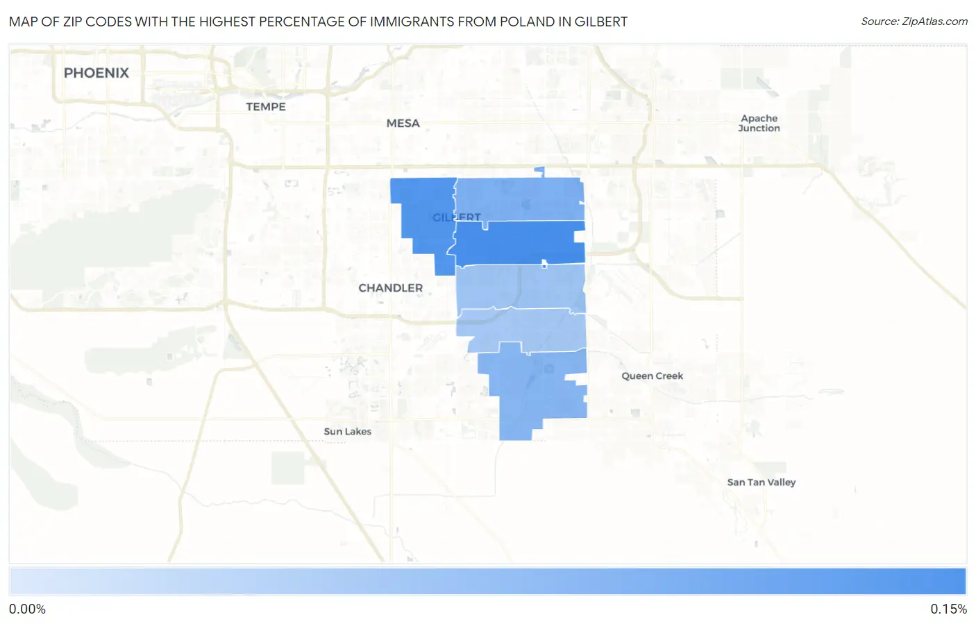 Zip Codes with the Highest Percentage of Immigrants from Poland in Gilbert Map