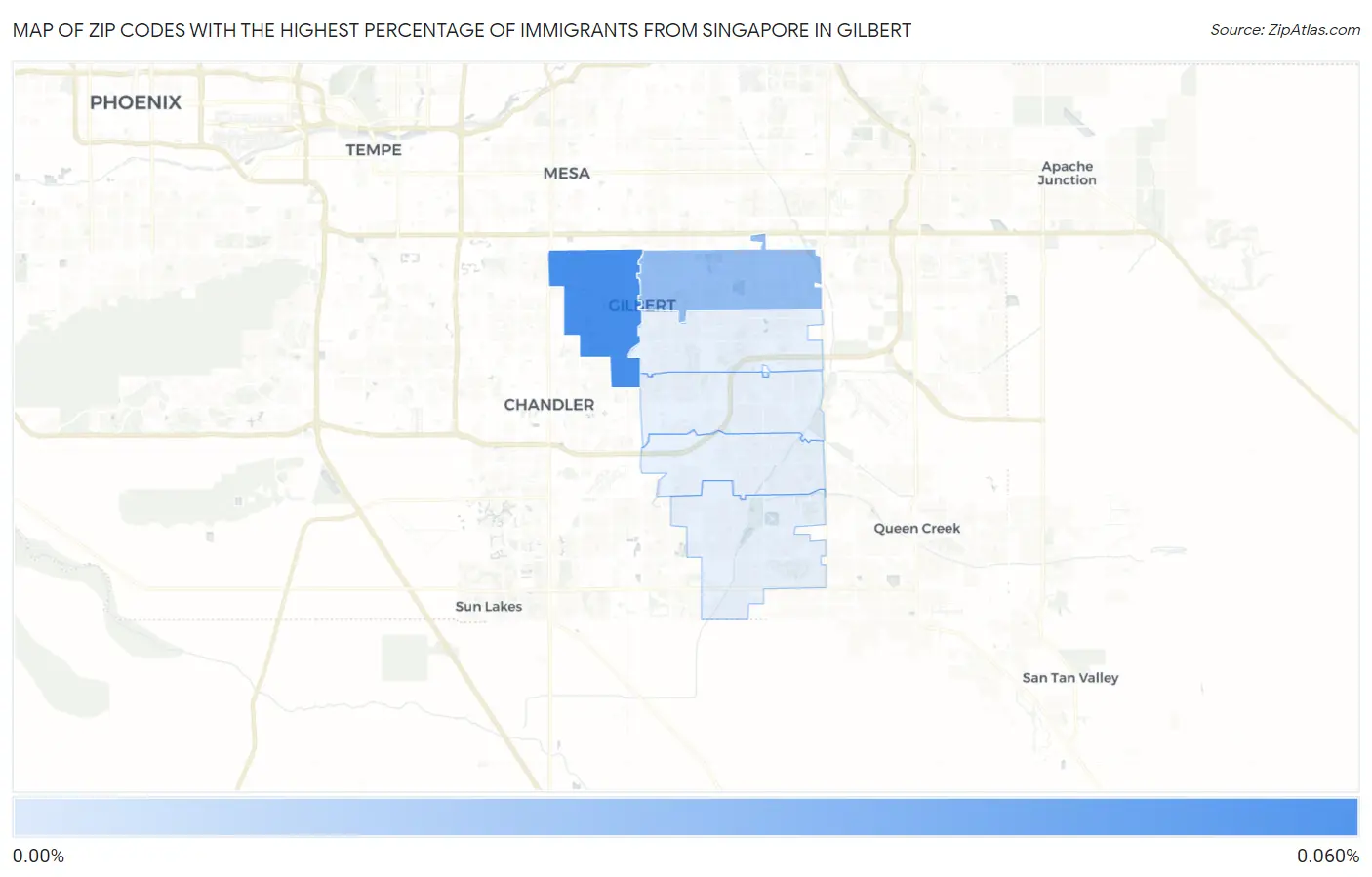 Zip Codes with the Highest Percentage of Immigrants from Singapore in Gilbert Map