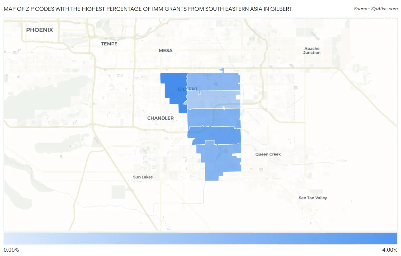 Zip Codes with the Highest Percentage of Immigrants from South Eastern Asia in Gilbert Map