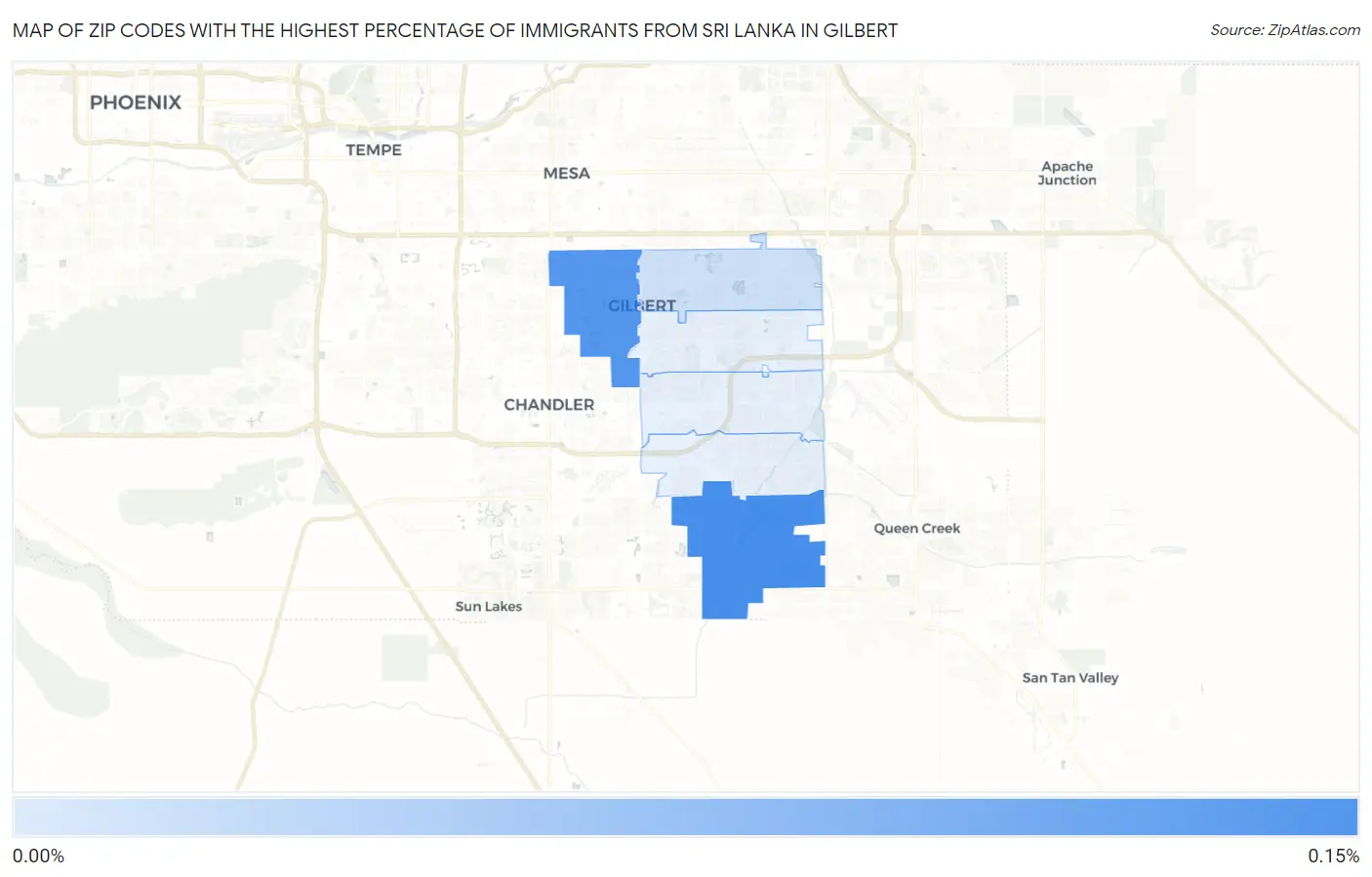 Zip Codes with the Highest Percentage of Immigrants from Sri Lanka in Gilbert Map