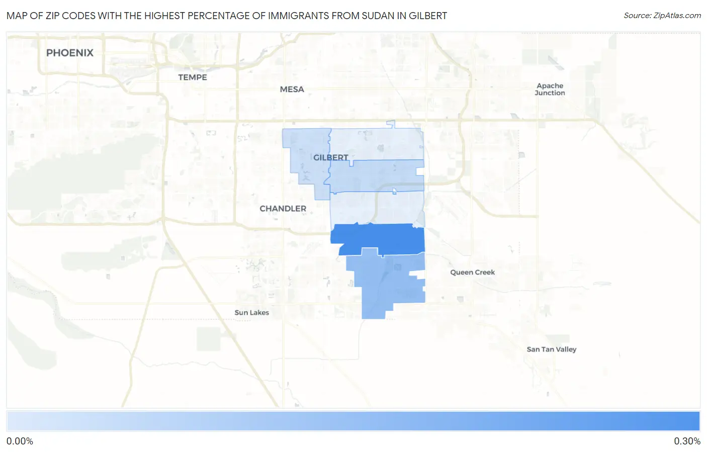 Zip Codes with the Highest Percentage of Immigrants from Sudan in Gilbert Map