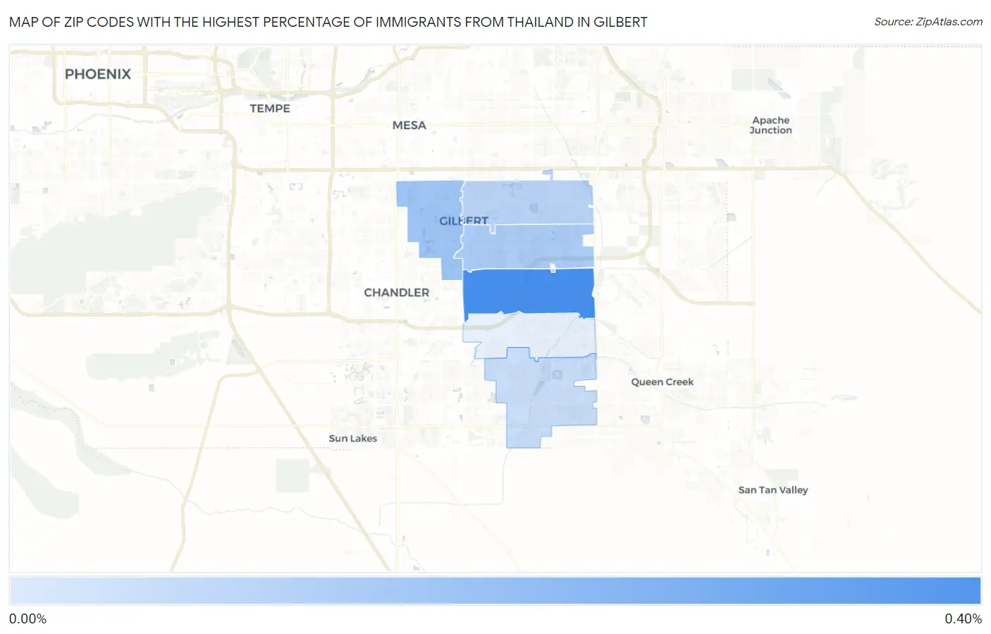 Zip Codes with the Highest Percentage of Immigrants from Thailand in Gilbert Map