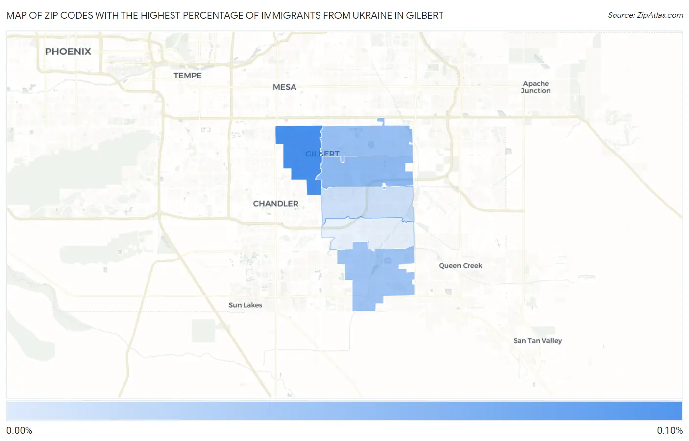 Zip Codes with the Highest Percentage of Immigrants from Ukraine in Gilbert Map
