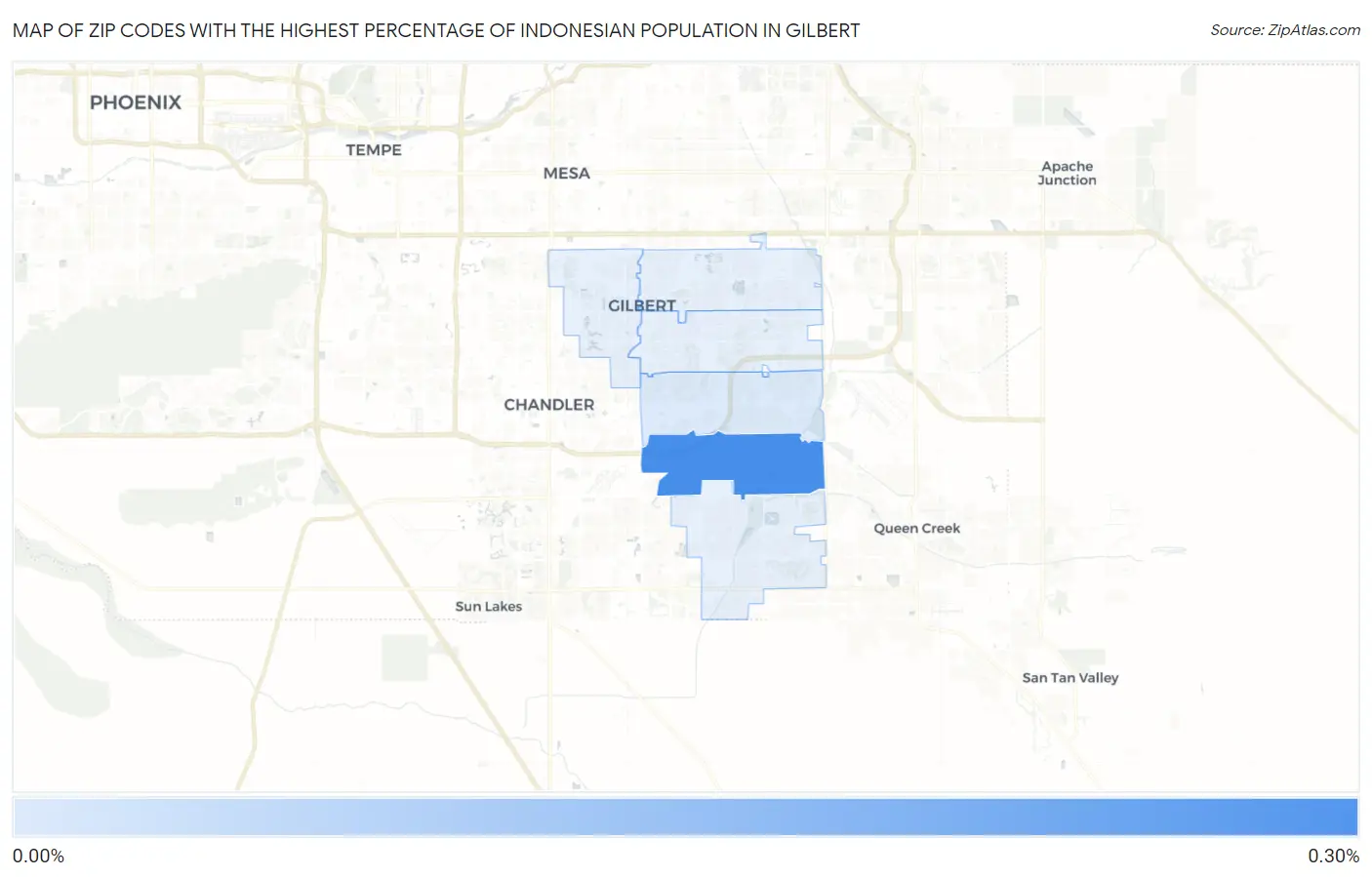 Zip Codes with the Highest Percentage of Indonesian Population in Gilbert Map