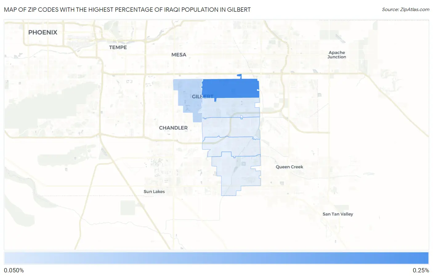 Zip Codes with the Highest Percentage of Iraqi Population in Gilbert Map