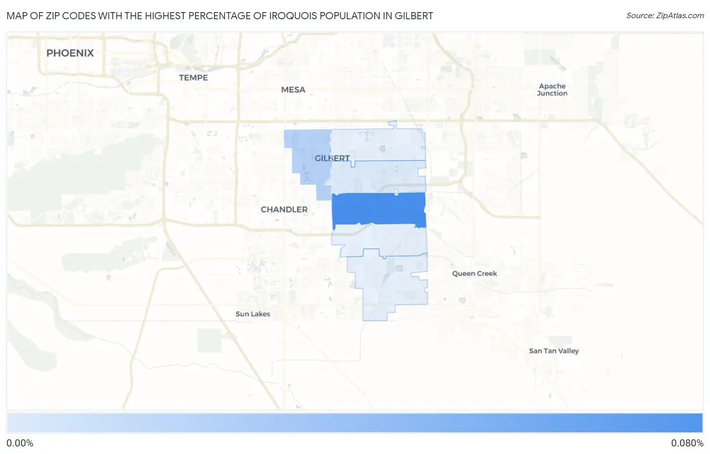 Zip Codes with the Highest Percentage of Iroquois Population in Gilbert Map