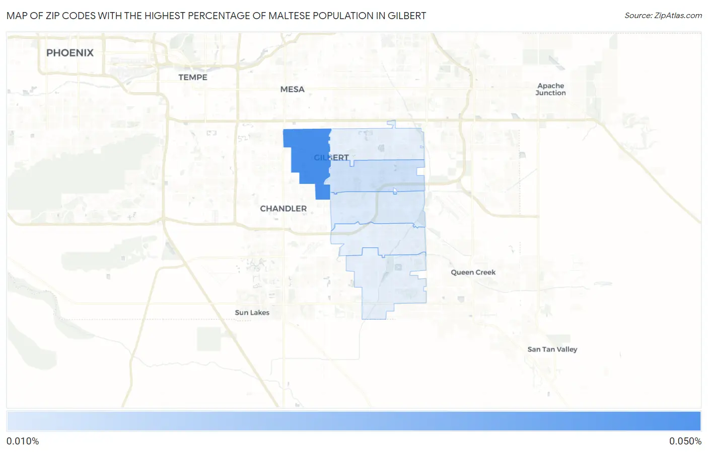 Zip Codes with the Highest Percentage of Maltese Population in Gilbert Map
